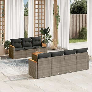 Maison exclusive - salon de jardin 8 pcs avec coussins gris résine tressée