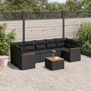 Maison exclusive - salon de jardin 8 pcs avec coussins noir résine tressée