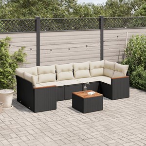 Maison exclusive - salon de jardin 8 pcs avec coussins noir résine tressée