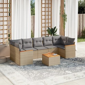 Maison exclusive - salon de jardin avec coussins 8pcs mélange beige résine tress