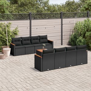 Maison exclusive - salon de jardin 9 pcs avec coussins noir résine tressée