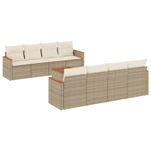 Maison exclusive - salon de jardin avec coussins 9 pcs beige résine tressée