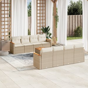 Maison exclusive - salon de jardin avec coussins 9 pcs beige résine tressée