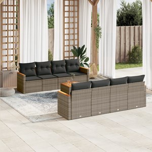 Maison exclusive - salon de jardin 9 pcs avec coussins gris résine tressée