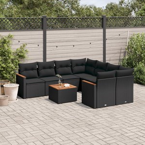 Maison exclusive - salon de jardin 9 pcs avec coussins noir résine tressée