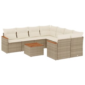 Maison exclusive - salon de jardin avec coussins 9 pcs beige résine tressée