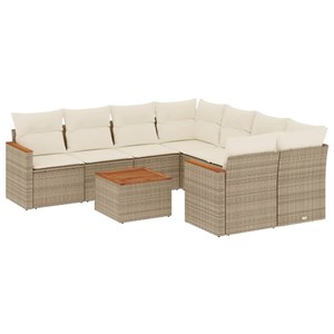 Maison exclusive - salon de jardin avec coussins 9 pcs beige résine tressée