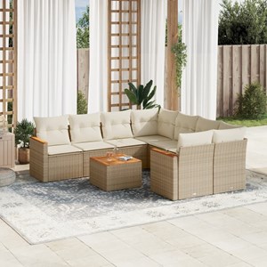 Maison exclusive - salon de jardin avec coussins 9 pcs beige résine tressée