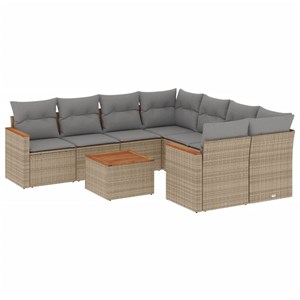 Maison exclusive - salon de jardin avec coussins 9pcs mélange beige résine tress
