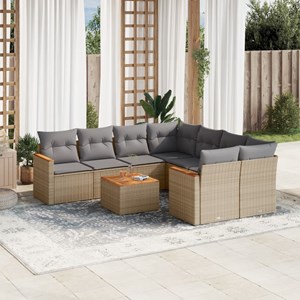 Maison exclusive - salon de jardin avec coussins 9pcs mélange beige résine tress