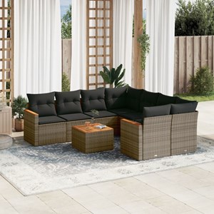 Maison exclusive - salon de jardin 9 pcs avec coussins gris résine tressée