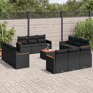 Maison exclusive - salon de jardin avec coussins 13 pcs noir résine tressée