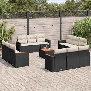 Maison exclusive - salon de jardin avec coussins 13 pcs noir résine tressée