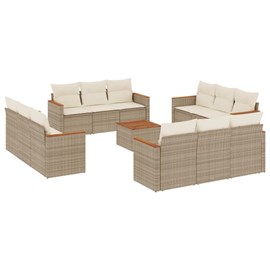 Maison exclusive - salon de jardin avec coussins 13 pcs beige résine tressée