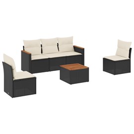 Maison exclusive - salon de jardin 6 pcs avec coussins noir résine tressée