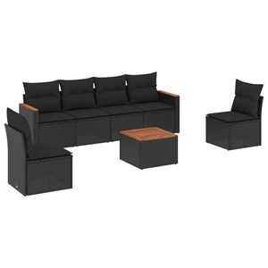 Maison exclusive - salon de jardin 7 pcs avec coussins noir résine tressée