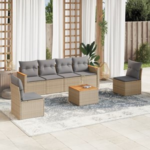 Maison exclusive - salon de jardin avec coussins 7pcs mélange beige résine tress