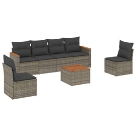 Maison exclusive - salon de jardin avec coussins 7 pcs gris résine tressée