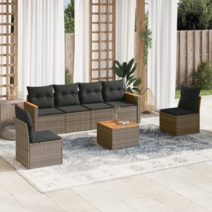 Maison exclusive - salon de jardin avec coussins 7 pcs gris résine tressée
