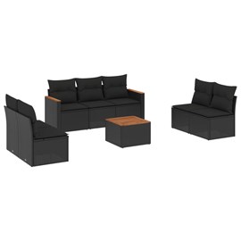 Maison exclusive - salon de jardin 8 pcs avec coussins noir résine tressée