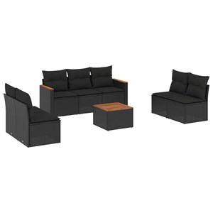 Maison exclusive - salon de jardin 8 pcs avec coussins noir résine tressée