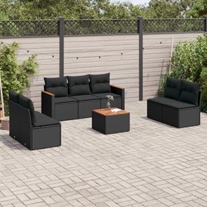 Maison exclusive - salon de jardin 8 pcs avec coussins noir résine tressée