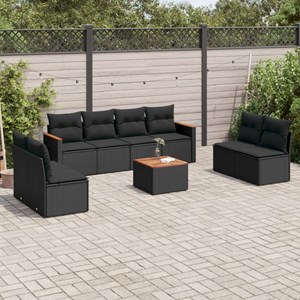 Maison exclusive - salon de jardin 9 pcs avec coussins noir résine tressée