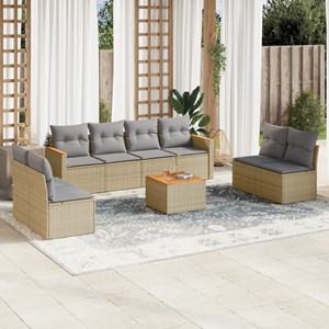 Maison exclusive - salon de jardin avec coussins 9pcs mélange beige résine tress
