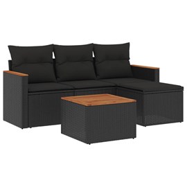Maison exclusive - salon de jardin 5 pcs avec coussins noir résine tressée