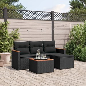 Maison exclusive - salon de jardin 5 pcs avec coussins noir résine tressée