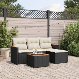 Maison exclusive - salon de jardin 5 pcs avec coussins noir résine tressée