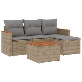 Maison exclusive - salon de jardin avec coussins 5pcs mélange beige résine tress