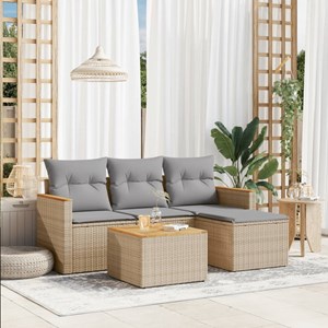 Maison exclusive - salon de jardin avec coussins 5pcs mélange beige résine tress