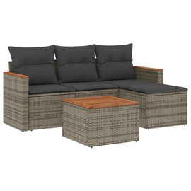 Maison exclusive - salon de jardin 5 pcs avec coussins gris résine tressée