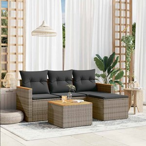 Maison exclusive - salon de jardin 5 pcs avec coussins gris résine tressée