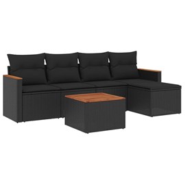 Maison exclusive - salon de jardin 6 pcs avec coussins noir résine tressée