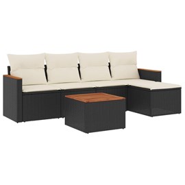 Maison exclusive - salon de jardin 6 pcs avec coussins noir résine tressée