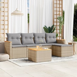 Maison exclusive - salon de jardin avec coussins 6pcs mélange beige résine tress