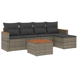 Maison exclusive - salon de jardin 6 pcs avec coussins gris résine tressée