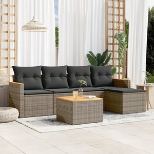 Maison exclusive - salon de jardin 6 pcs avec coussins gris résine tressée