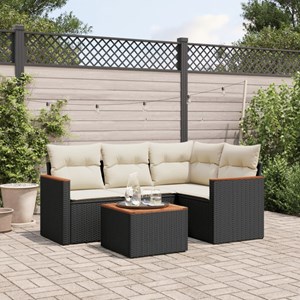Maison exclusive - salon de jardin 5 pcs avec coussins noir résine tressée
