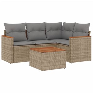 Maison exclusive - salon de jardin avec coussins 5pcs mélange beige résine tress