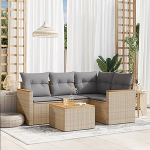 Maison exclusive - salon de jardin avec coussins 5pcs mélange beige résine tress