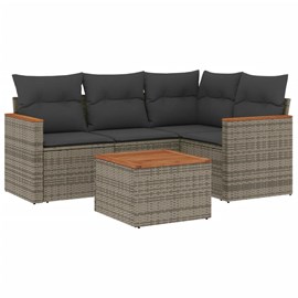 Maison exclusive - salon de jardin 5 pcs avec coussins gris résine tressée