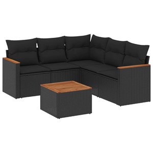 Maison exclusive - salon de jardin 6 pcs avec coussins noir résine tressée