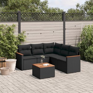 Maison exclusive - salon de jardin 6 pcs avec coussins noir résine tressée