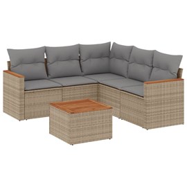 Maison exclusive - salon de jardin avec coussins 6pcs mélange beige résine tress