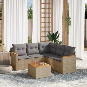 Maison exclusive - salon de jardin avec coussins 6pcs mélange beige résine tress