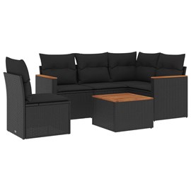 Maison exclusive - salon de jardin 6 pcs avec coussins noir résine tressée