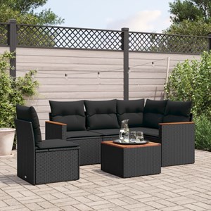 Maison exclusive - salon de jardin 6 pcs avec coussins noir résine tressée